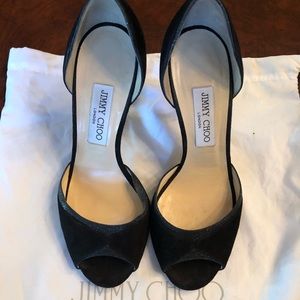Jimmy Choo black platform evening shoes